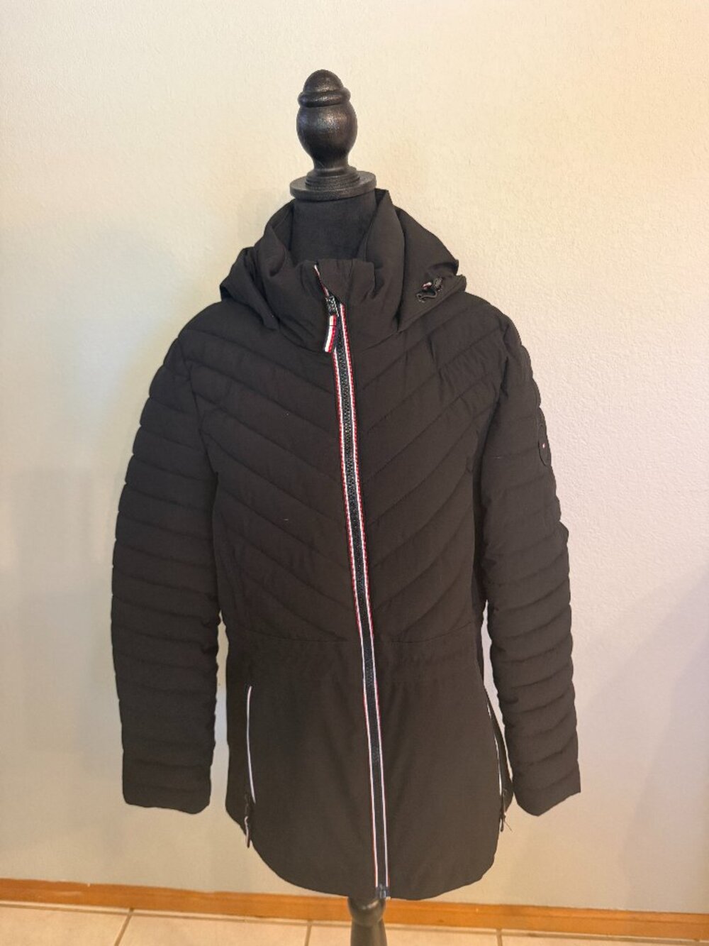 Tommy Hilfiger Black Quilted Hooded Puffer Coat Jacket Women’s M